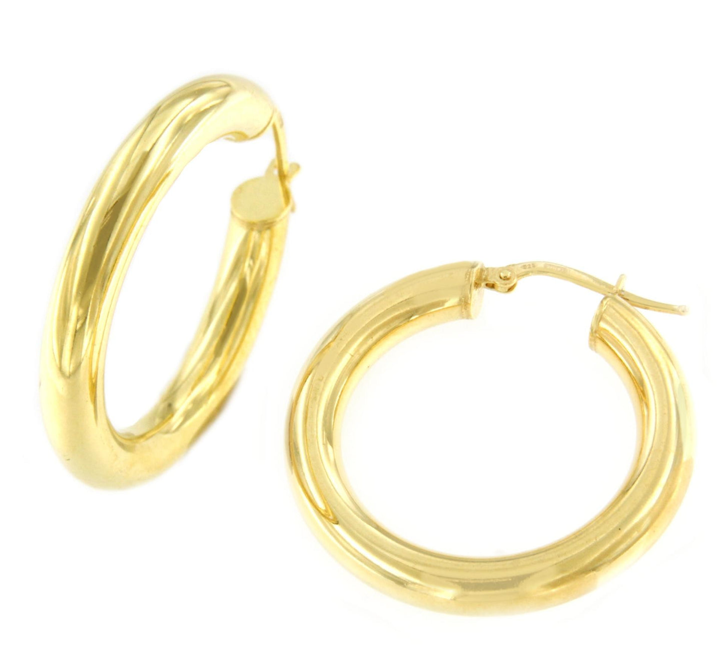 CAPITANO argollas redondas lisas en plata 1ª ley bañada oro