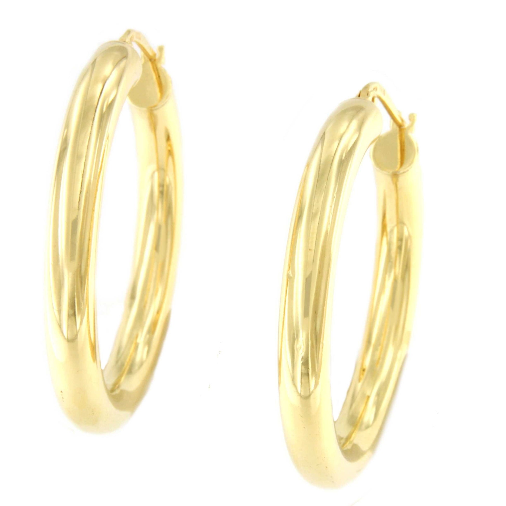 CAPITANO argollas redondas lisas en plata 1ª ley bañada oro