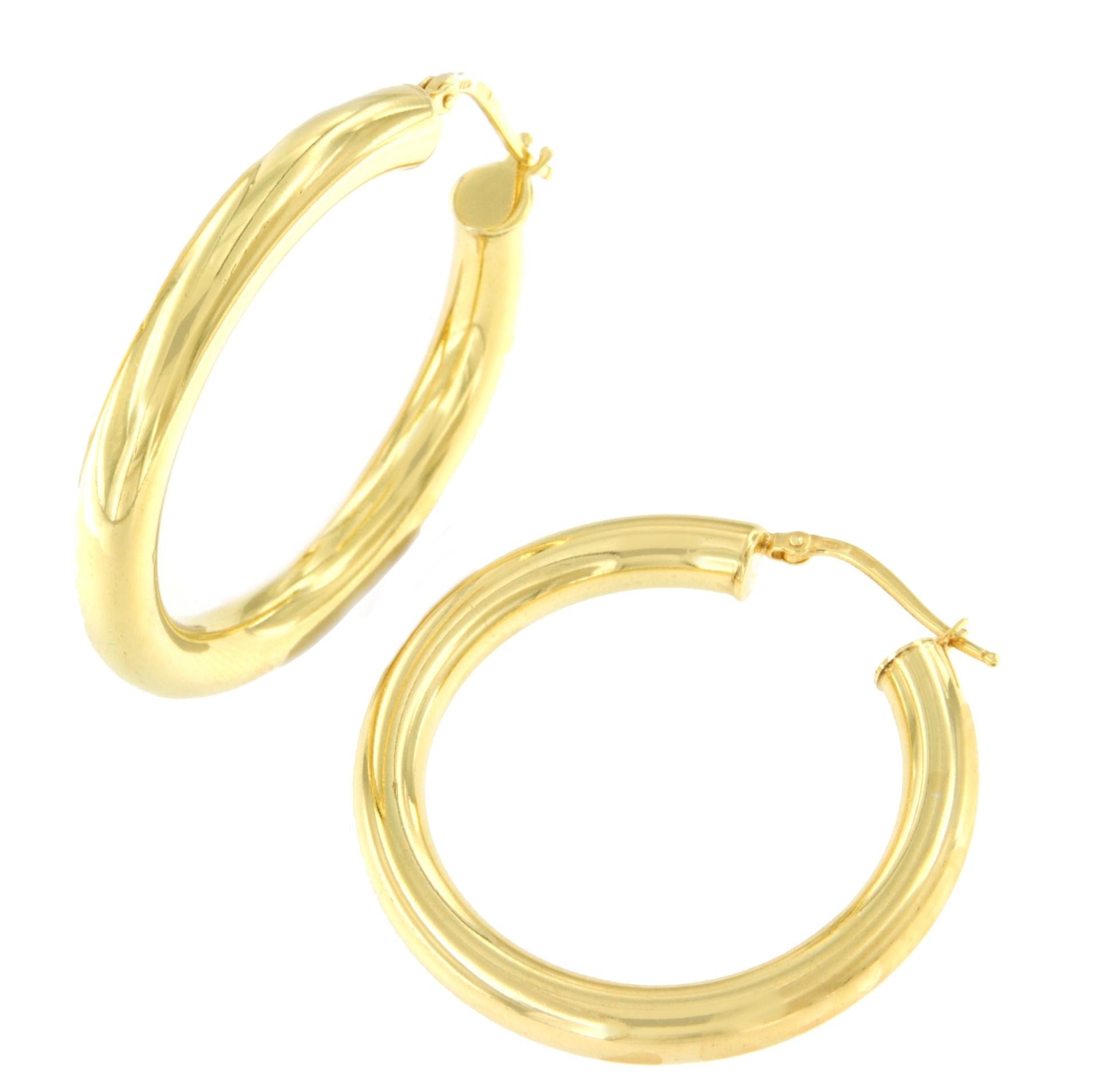 CAPITANO argollas redondas lisas en plata 1ª ley bañada oro