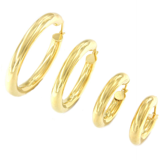 CAPITANO argollas redondas lisas en plata 1ª ley bañada oro