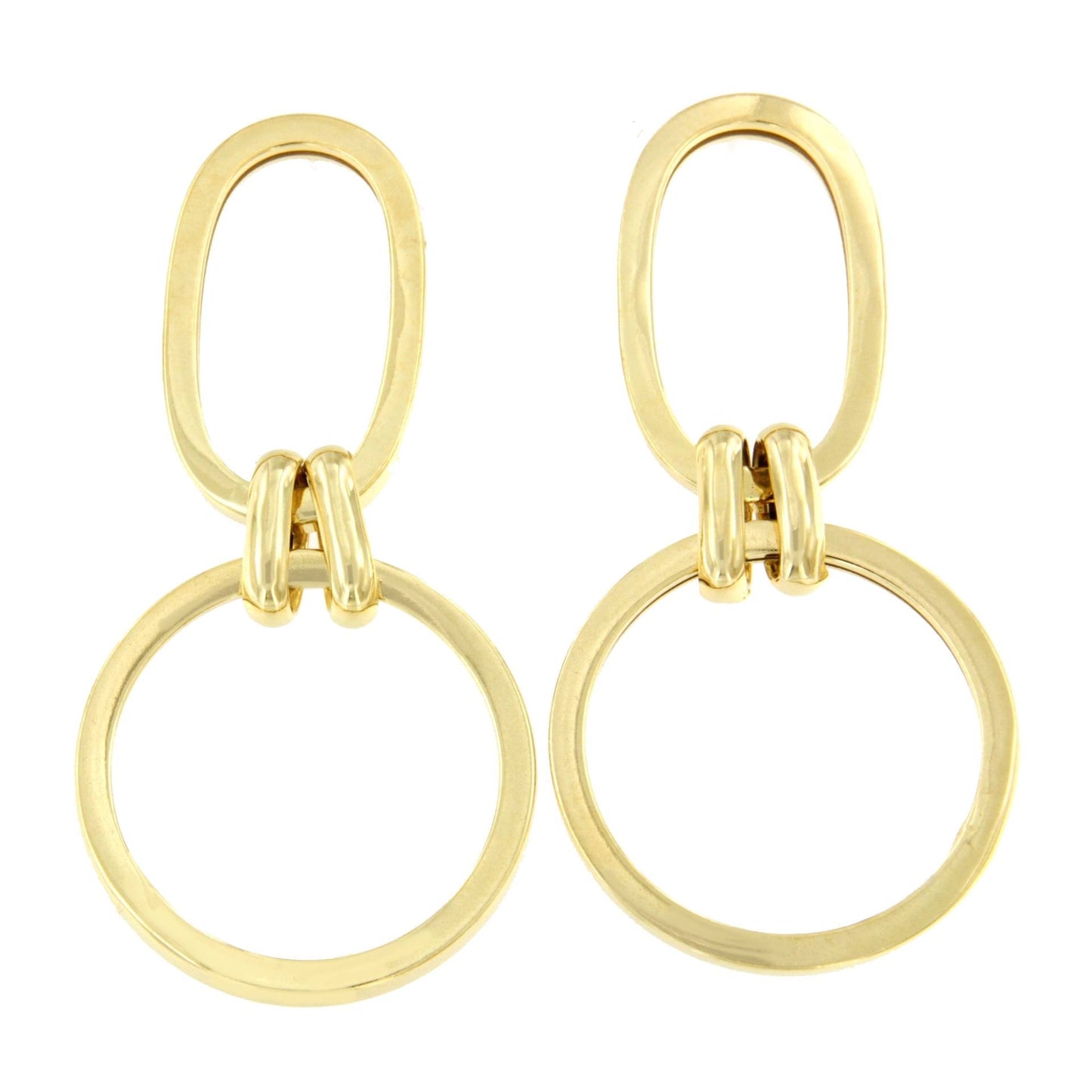 CRUISER pendientes largos eslabón redondo plata bañado oro