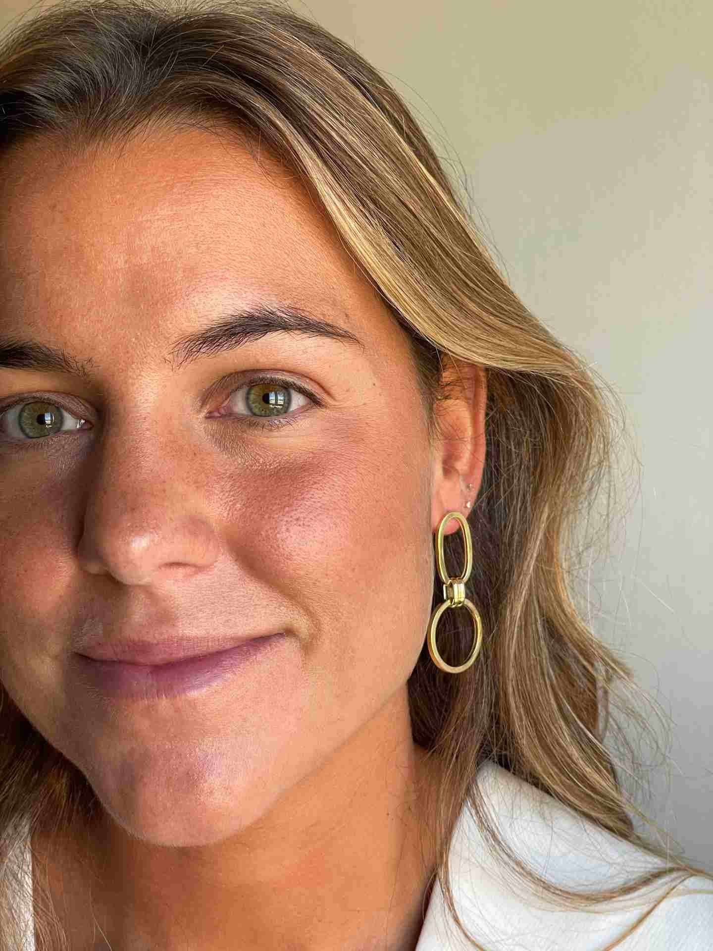 CRUISER pendientes largos eslabón redondo plata bañado oro