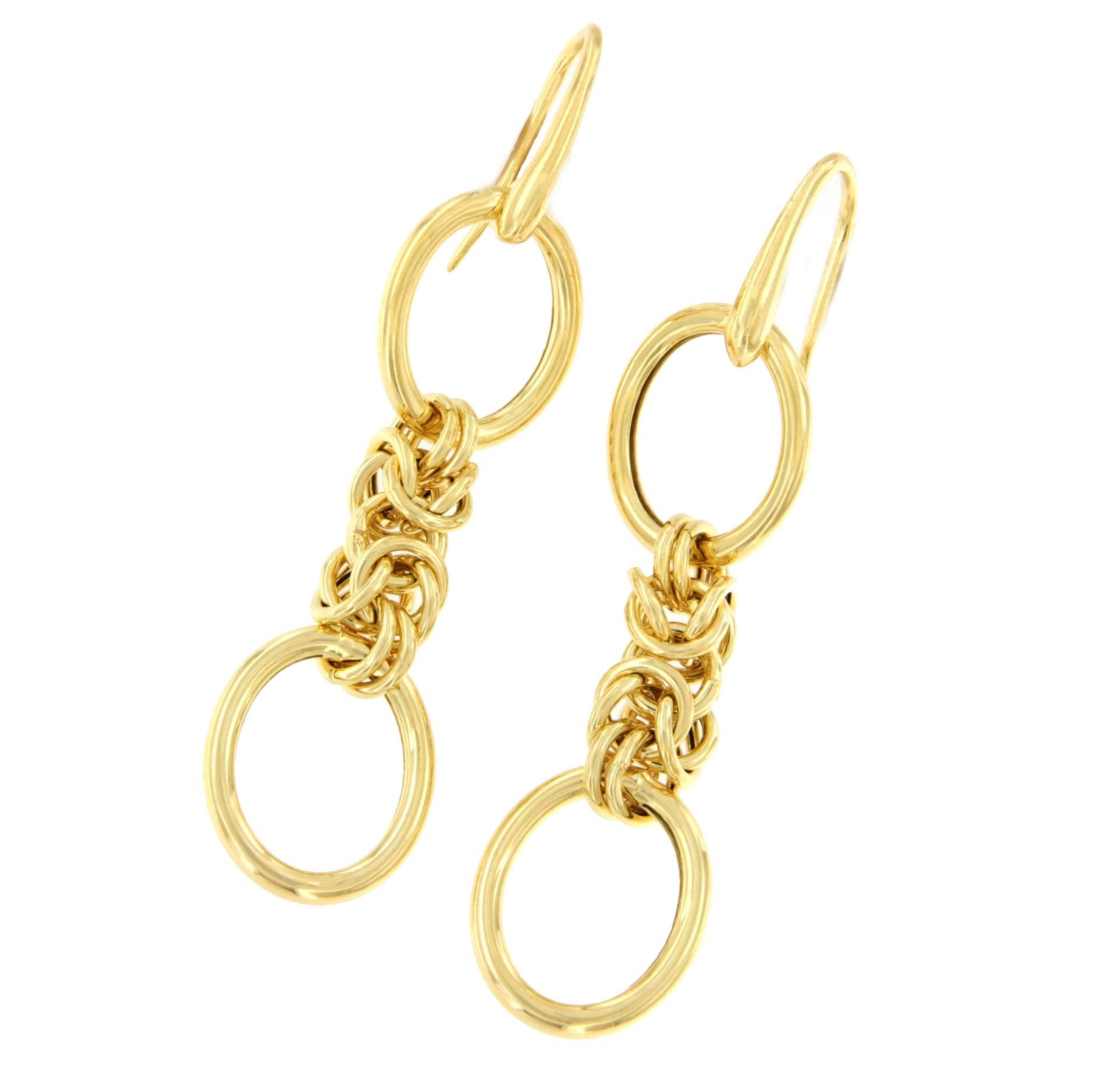 GRABBINO pendientes largos eslabones cadena plata bañado oro