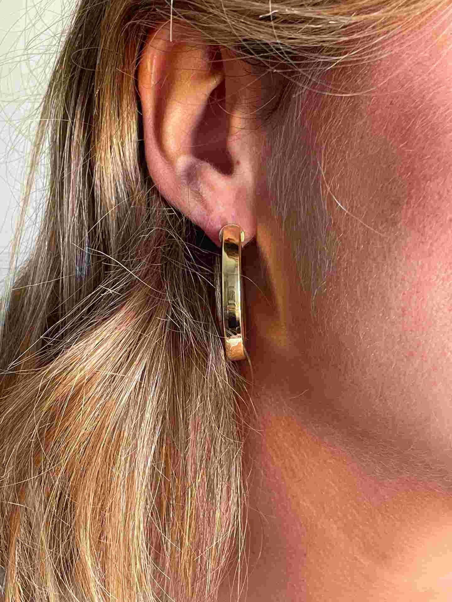 SEAHOUSE argollas redondas alisadas en plata 1ª ley bañada oro - Roman Joyero