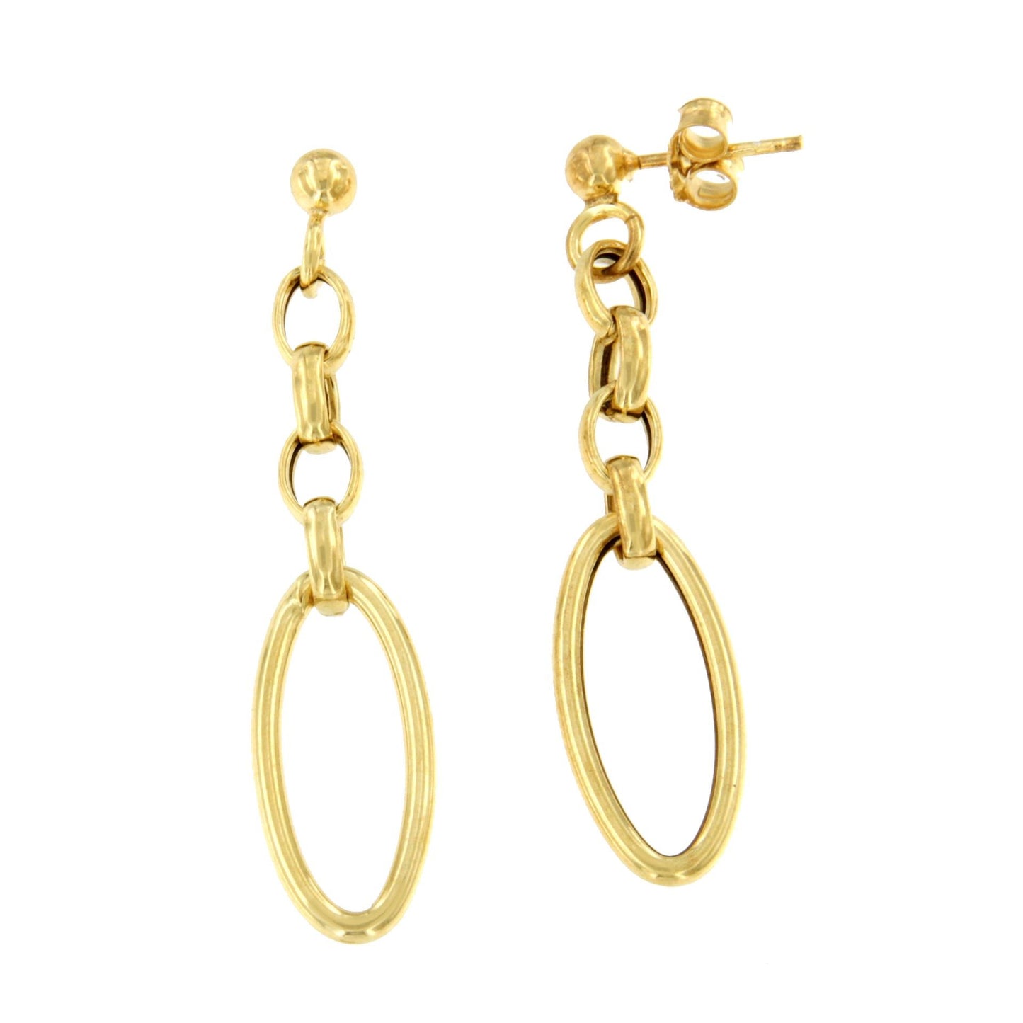 ALBATROS pendientes largos eslabón cadenas plata bañado oro - Roman Joyero