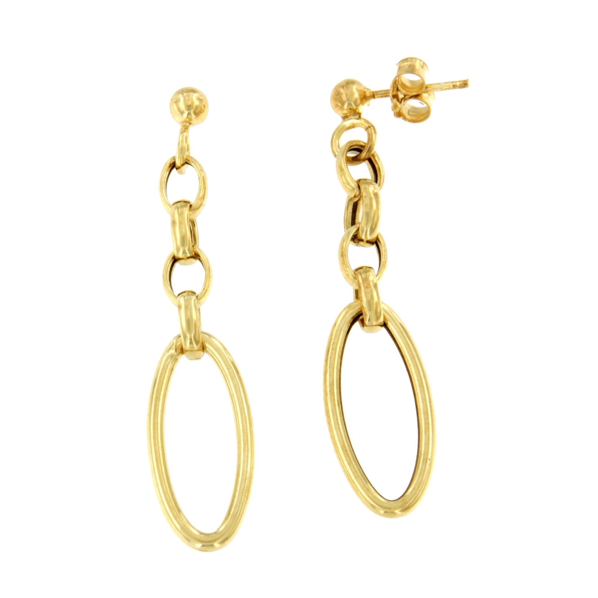 ALBATROS pendientes largos eslabón cadenas plata bañado oro - Roman Joyero