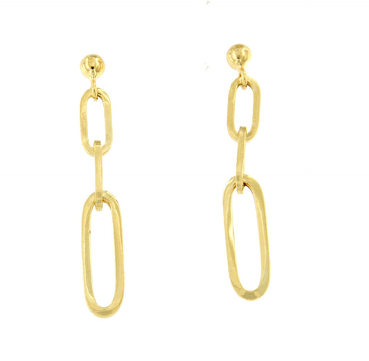 BENEDICTIS pendientes largos eslabón completo plata bañado oro