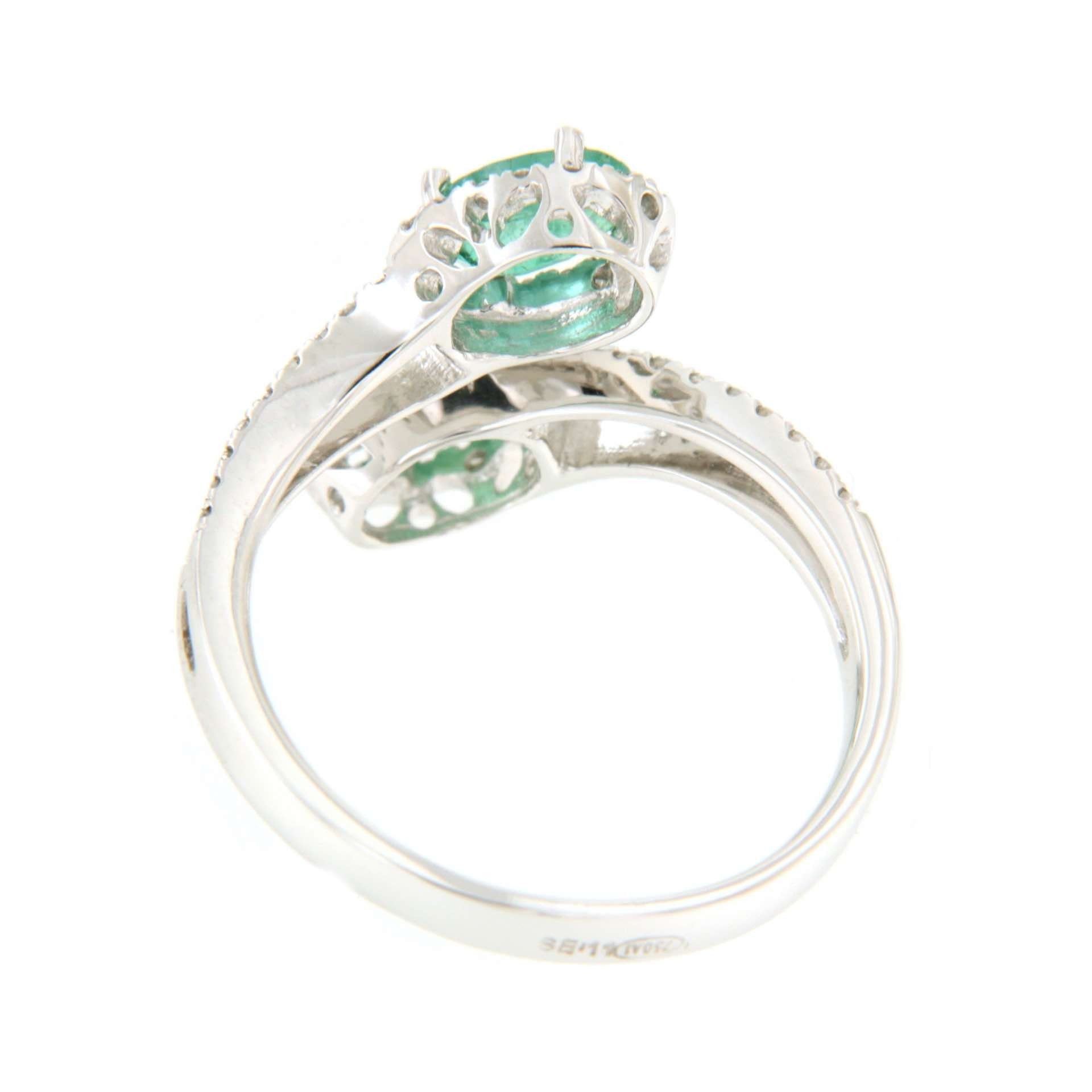 BRAMADOR anillo oro blanco brillantes y ovales tu y yo en color