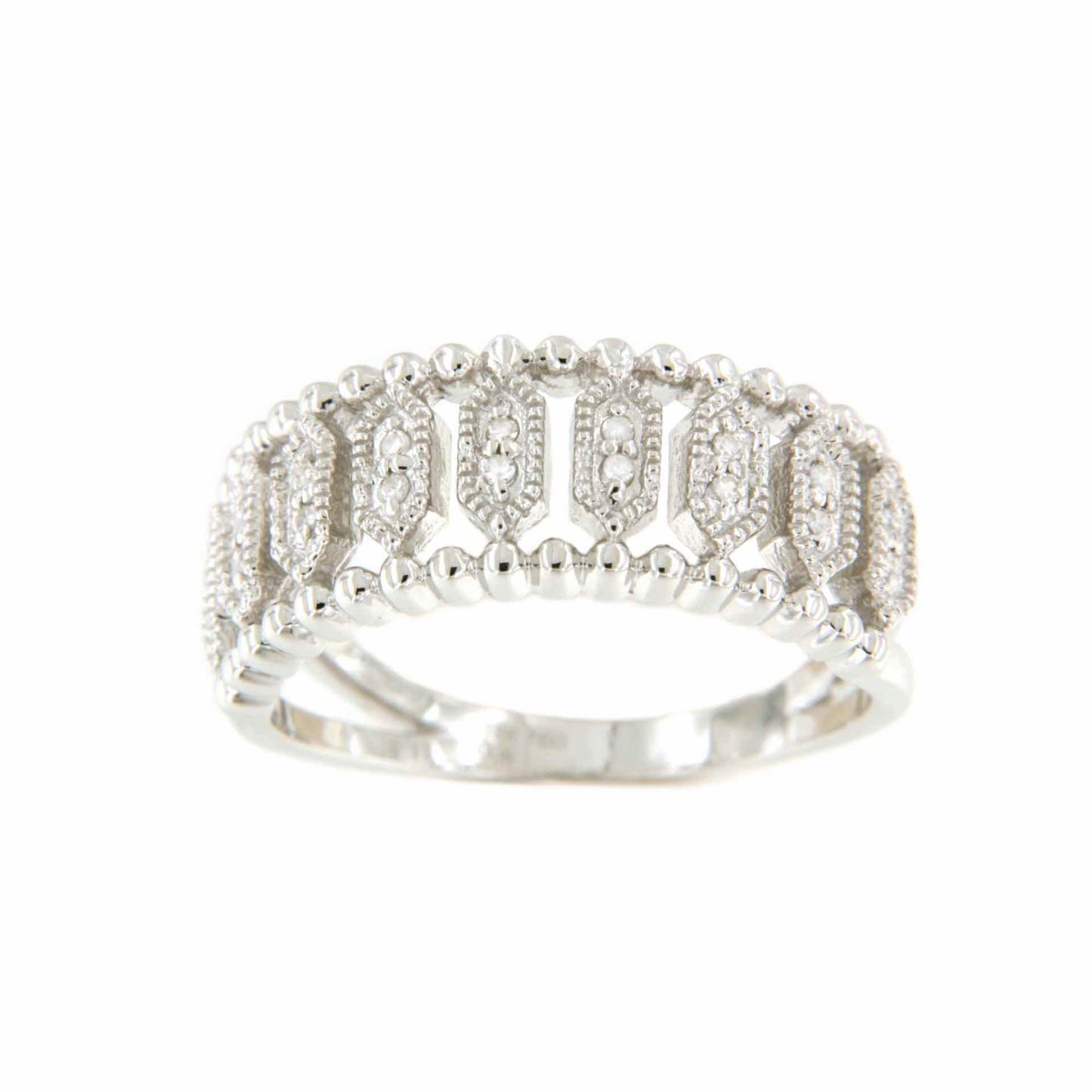 BECASINA anillo en oro blanco de 18 ktes con brillantes - Roman Joyero