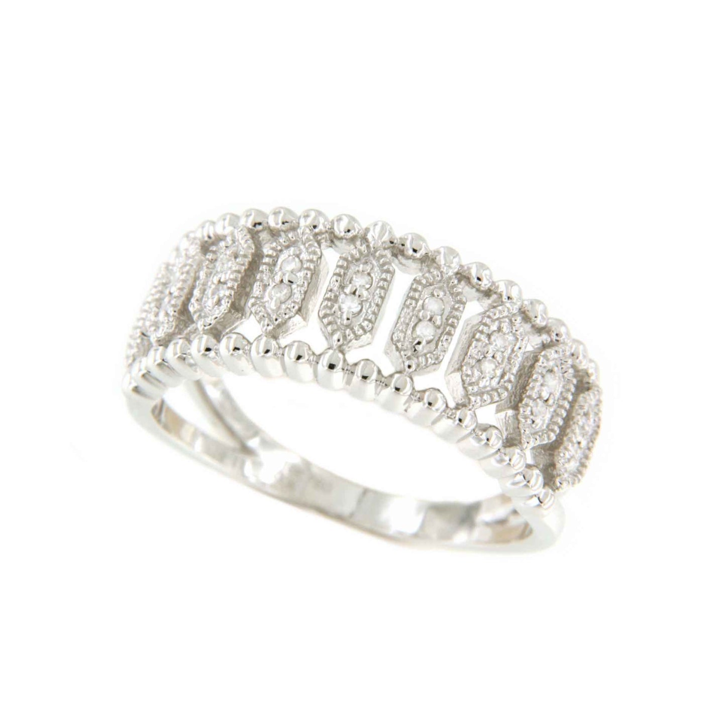 BECASINA anillo en oro blanco de 18 ktes con brillantes - Roman Joyero