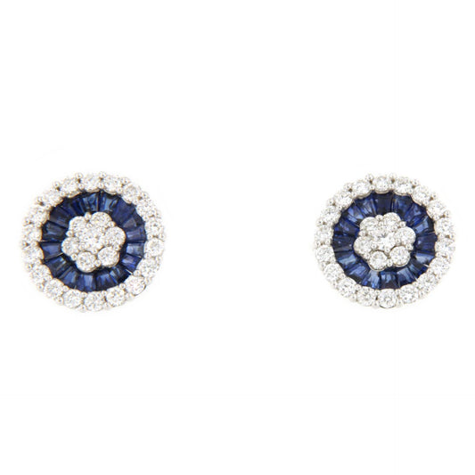 BRAKE pendientes oro blanco brillantes y taipes de zafiros