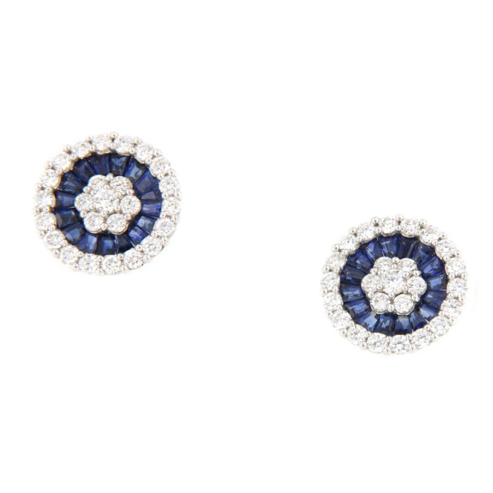 BRAKE pendientes oro blanco brillantes y taipes de zafiros