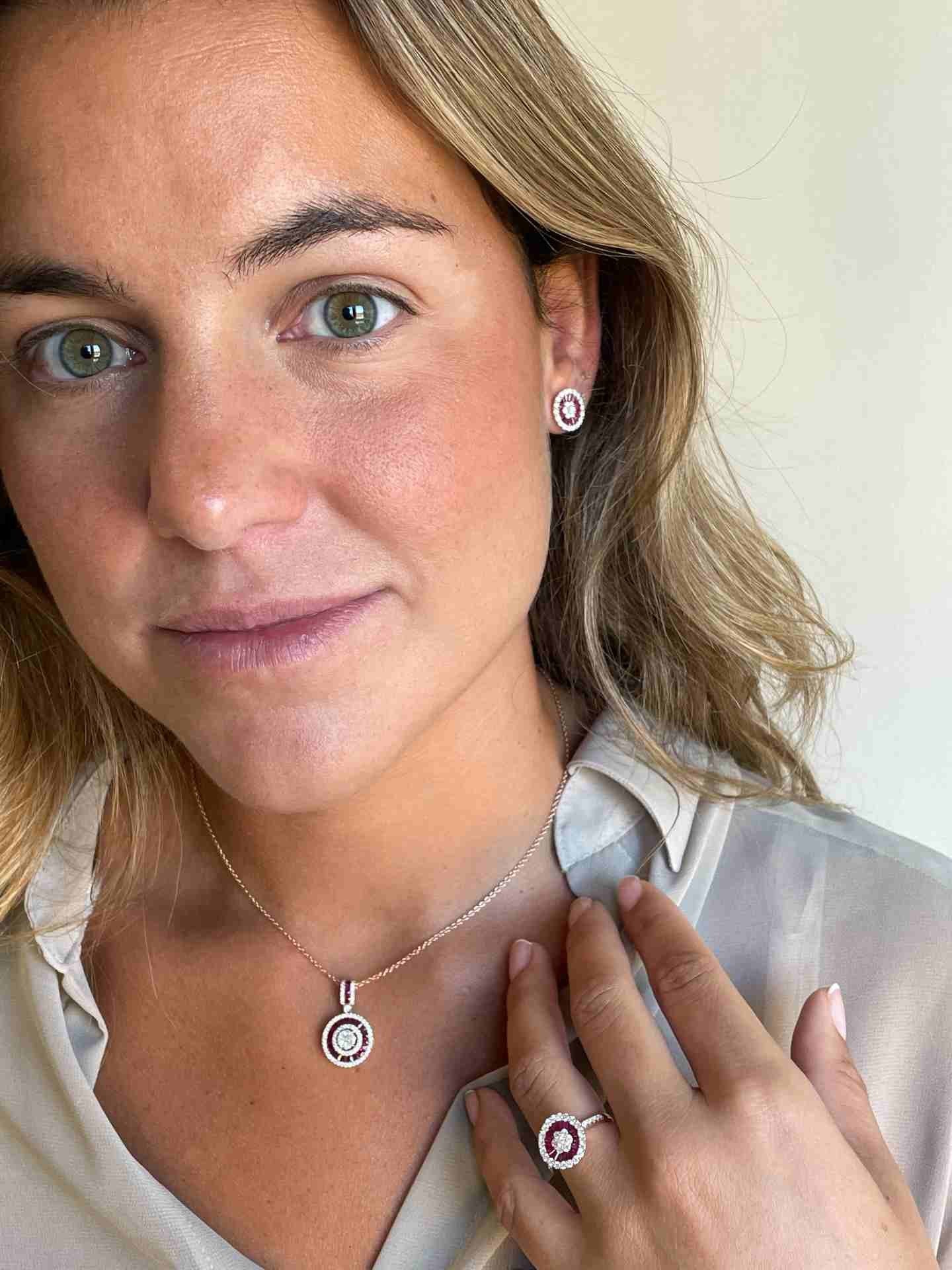 BRAKE pendientes oro blanco brillantes y taipes de zafiros
