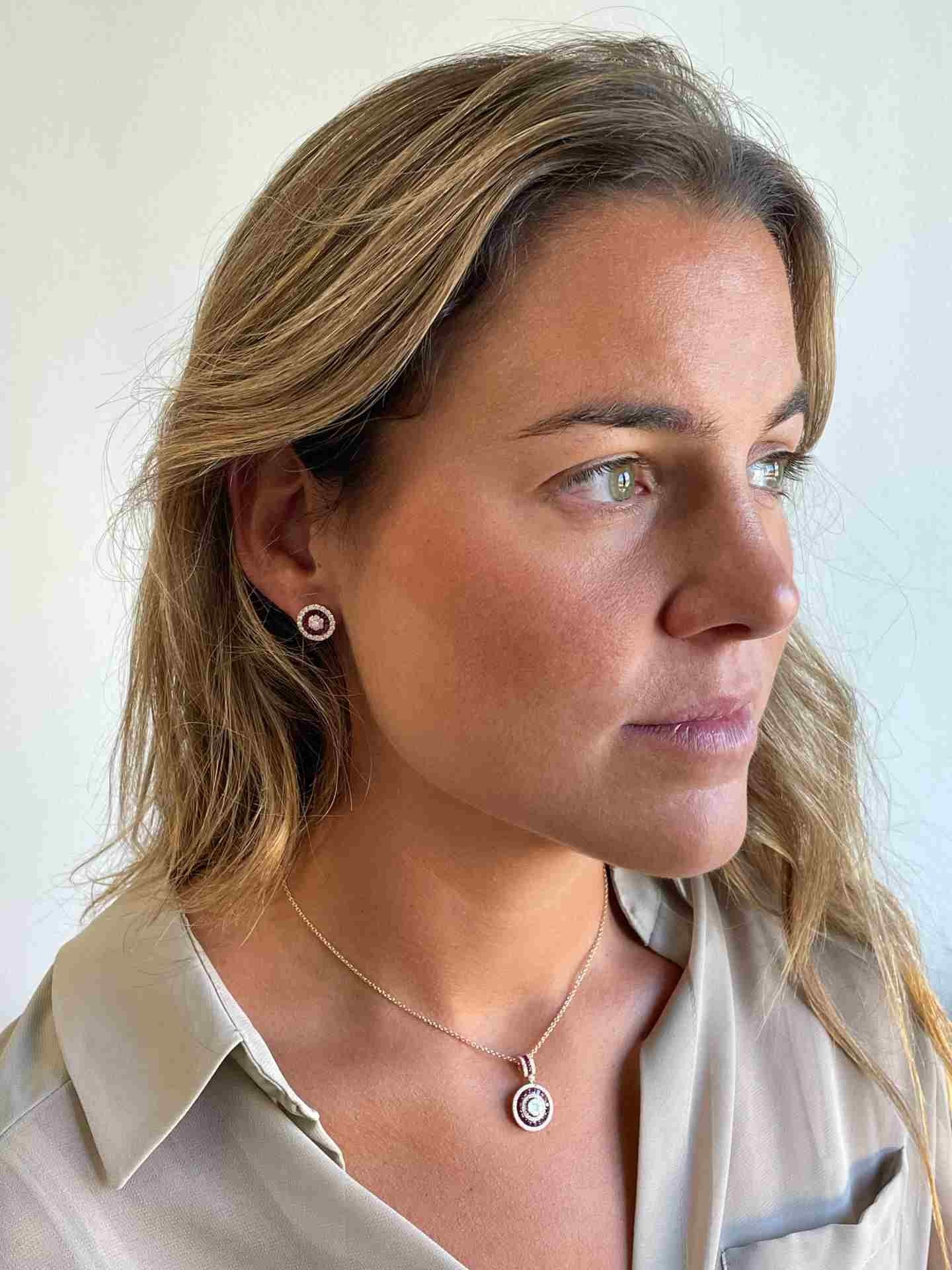 BRAKE pendientes oro blanco brillantes y taipes de zafiros