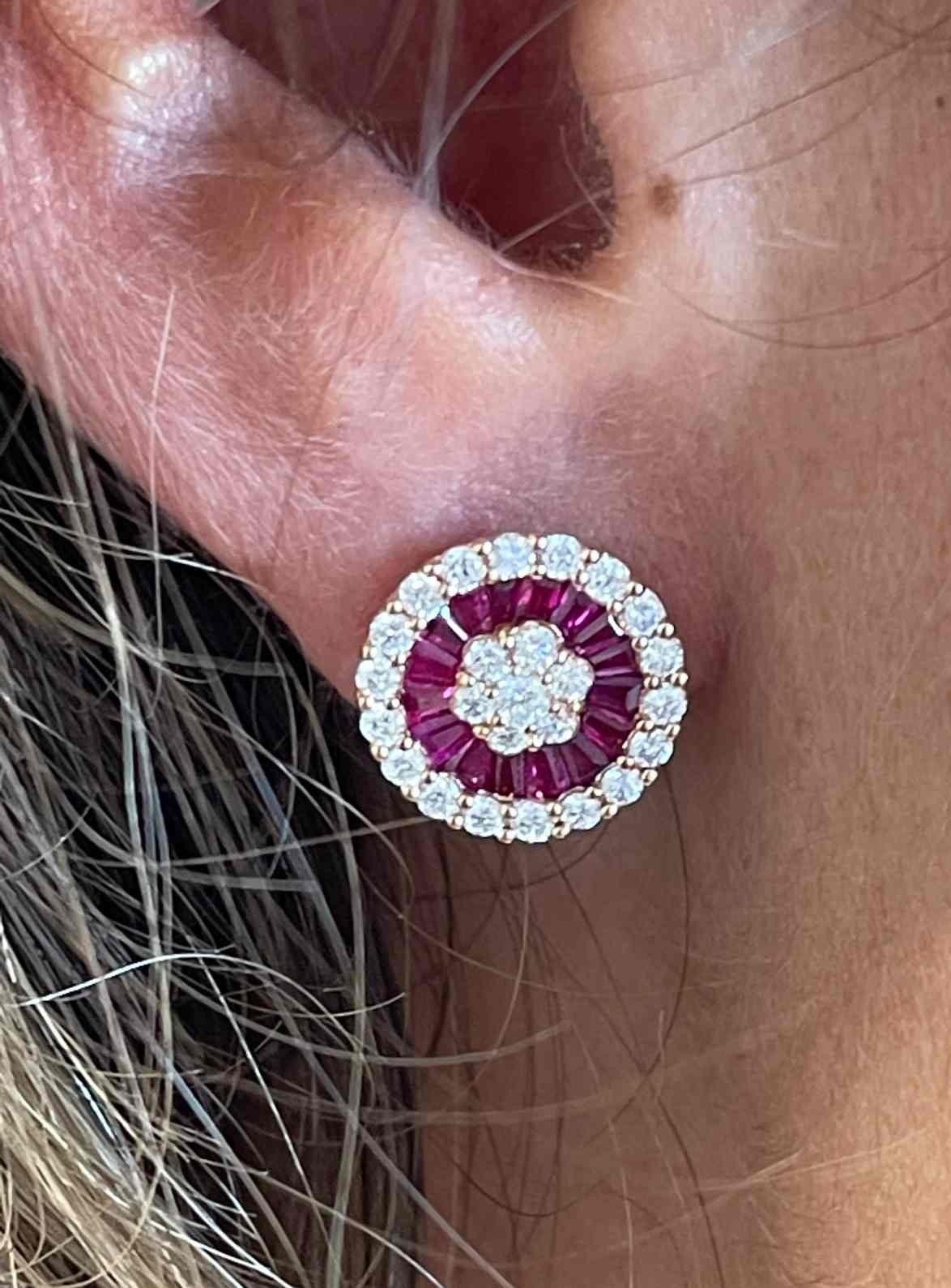 BRAKE pendientes oro blanco brillantes y taipes de zafiros