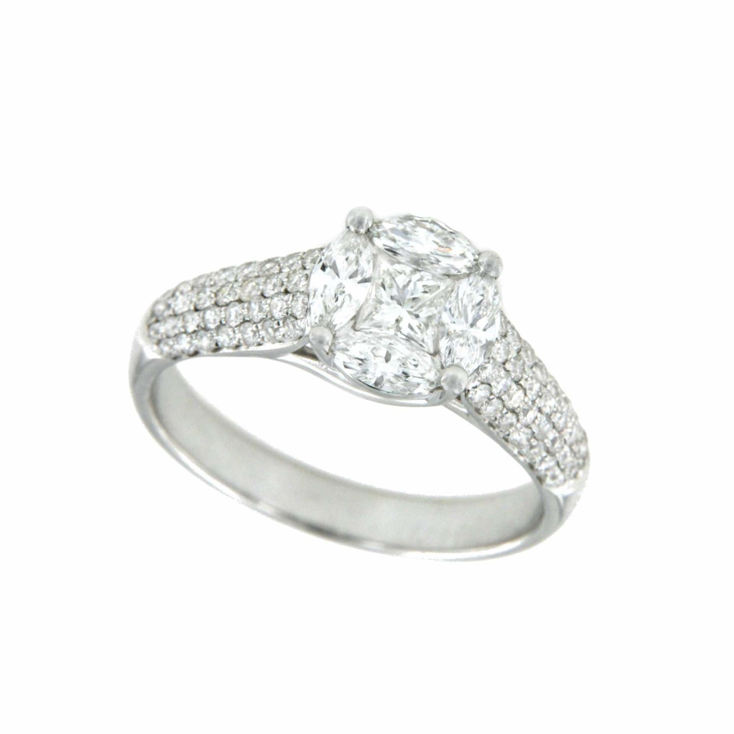 BERGAMO, anillo de oro blanco con diamantes - Roman Joyero