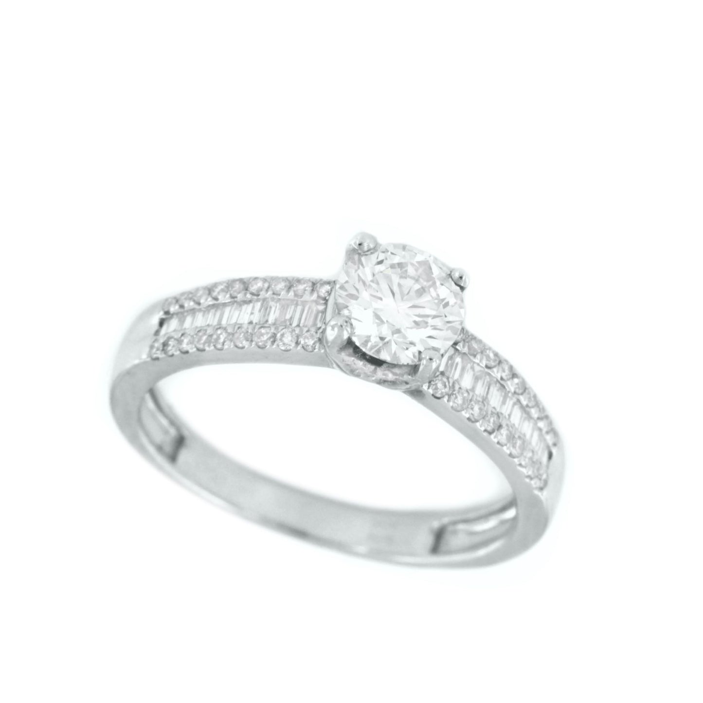 FRIAS, anillo solitario de oro blanco con diamantes - Roman Joyero