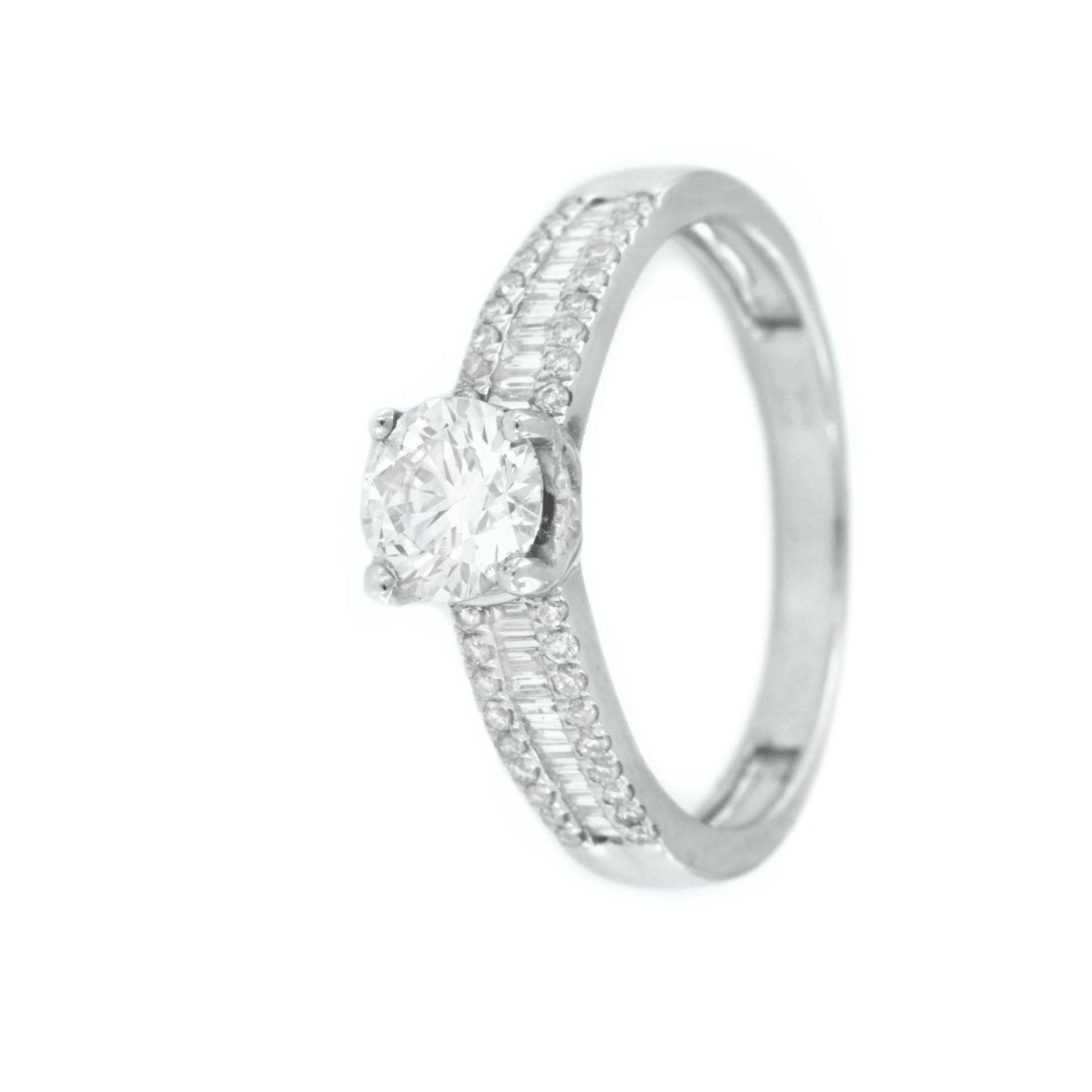 FRIAS, anillo solitario de oro blanco con diamantes - Roman Joyero