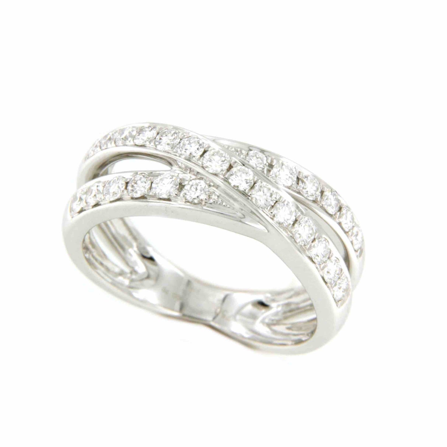 DRAMA anillo doble alianza oro blanco 18 ktes con brillantes