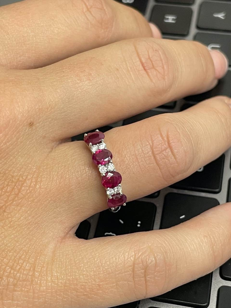 DRAPER alianza oro blanco zafiros rubies o esmeraldas con brillantes