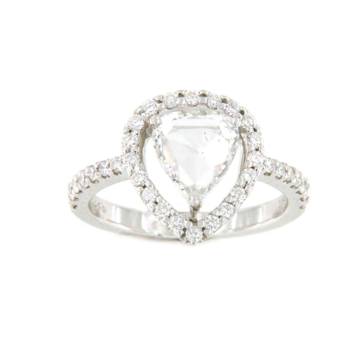 DRASTIC anillo oro blanco de 18 kilates brillante talla pera