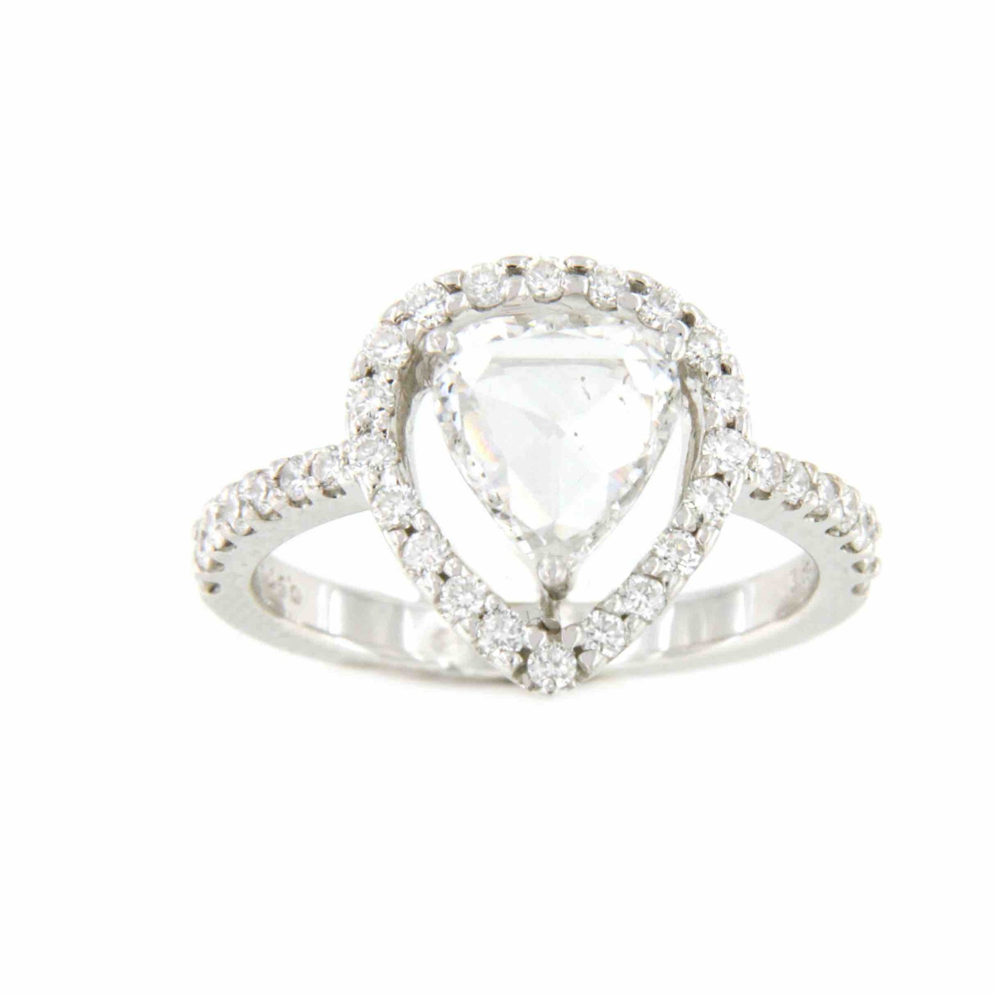 DRASTIC anillo oro blanco de 18 kilates brillante talla pera