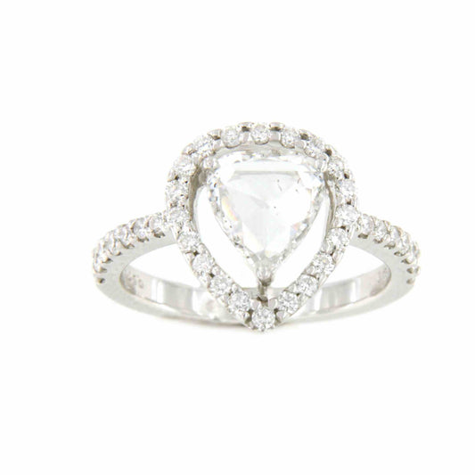 DRASTIC anillo oro blanco de 18 kilates brillante talla pera