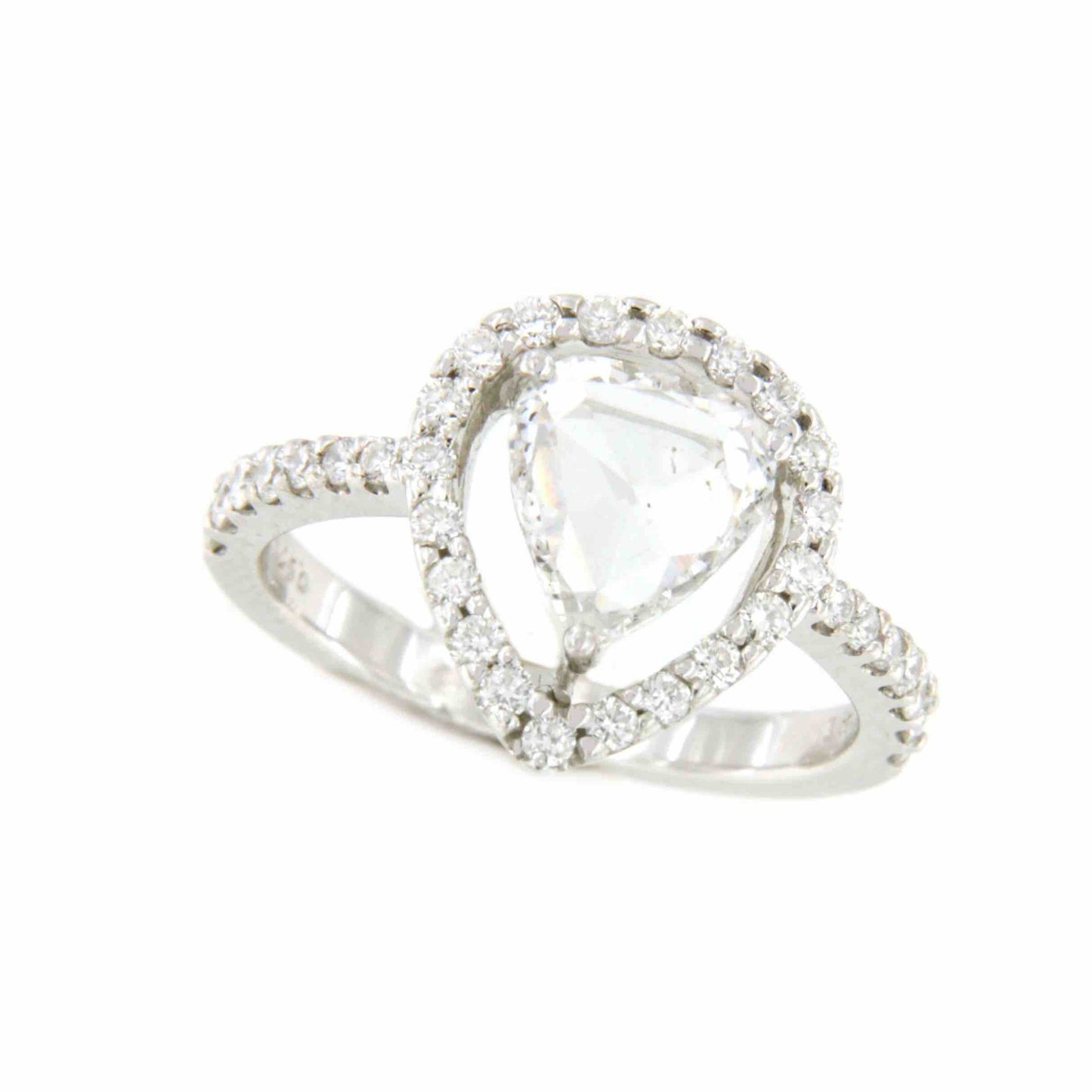 DRASTIC anillo oro blanco de 18 kilates brillante talla pera