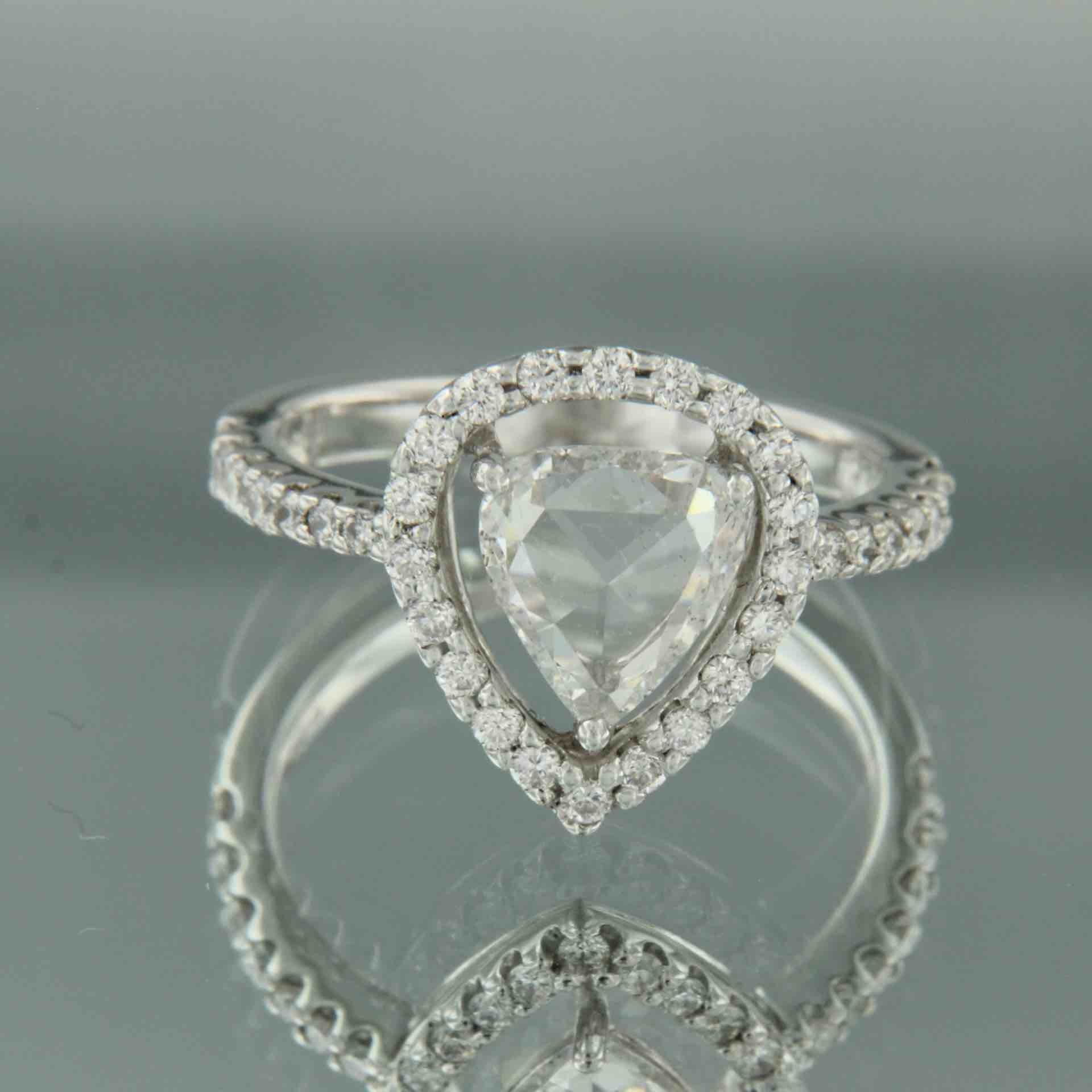 DRASTIC anillo oro blanco de 18 kilates brillante talla pera