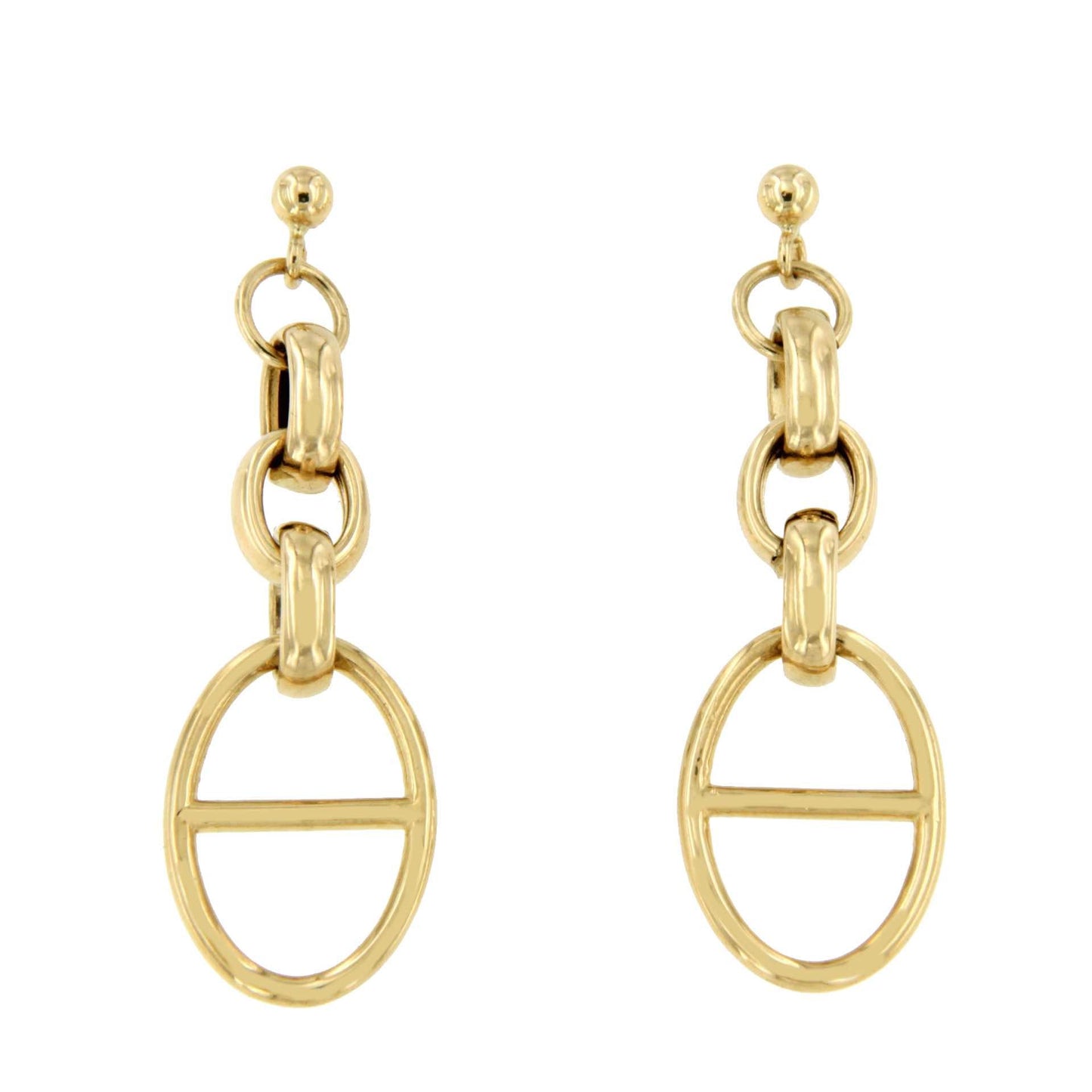 DRENTHE pendiente oro amarillo 18 ktes eslabón calabrote