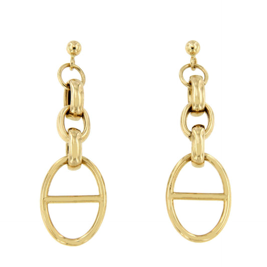 DRENTHE pendiente oro amarillo 18 ktes eslabón calabrote