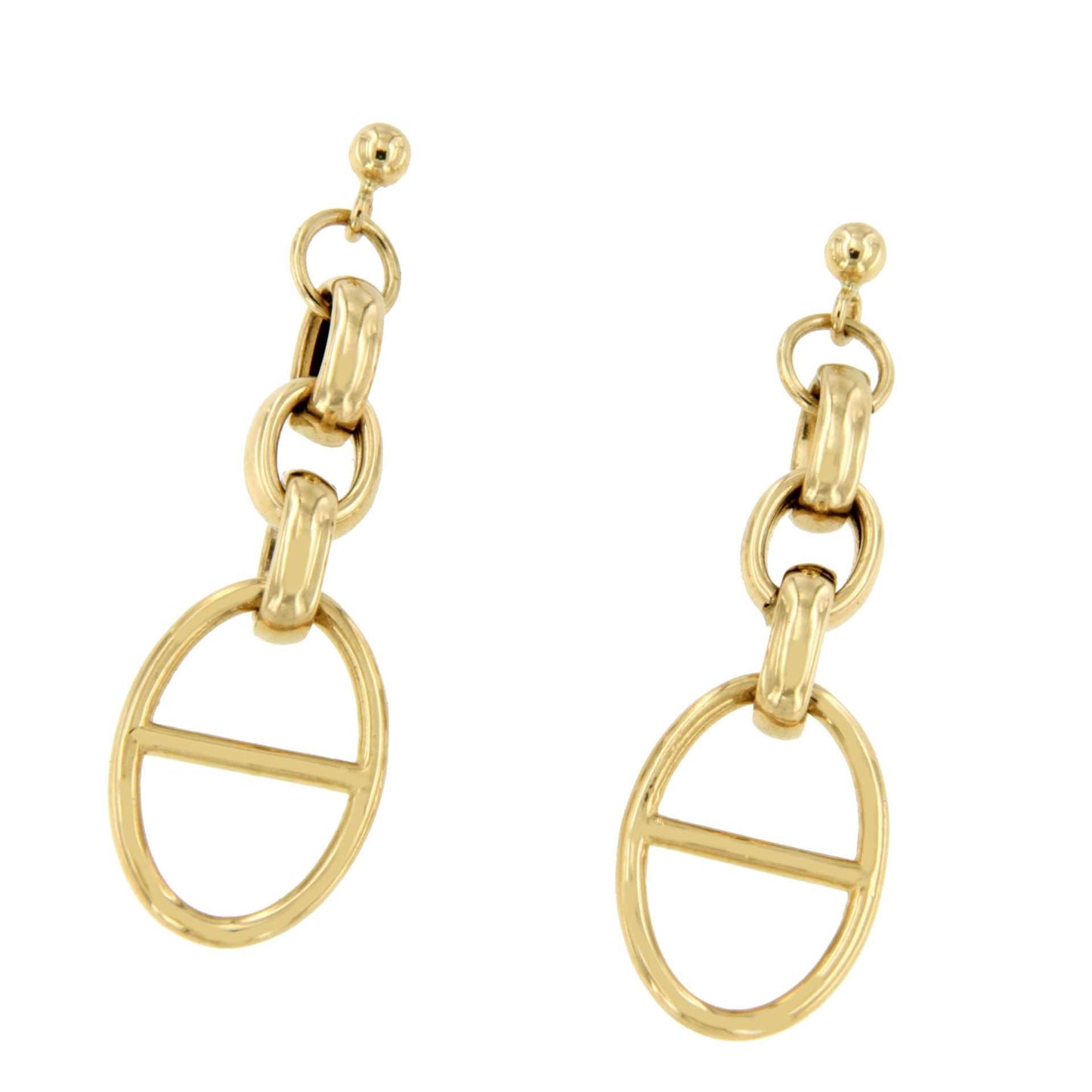 DRENTHE pendiente oro amarillo 18 ktes eslabón calabrote