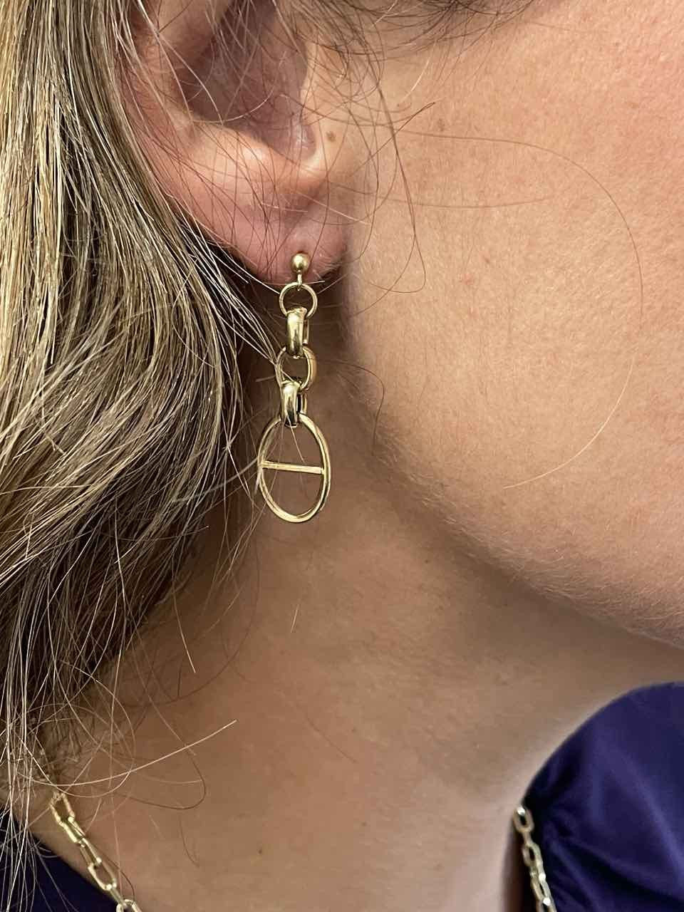 DRENTHE pendiente oro amarillo 18 ktes eslabón calabrote