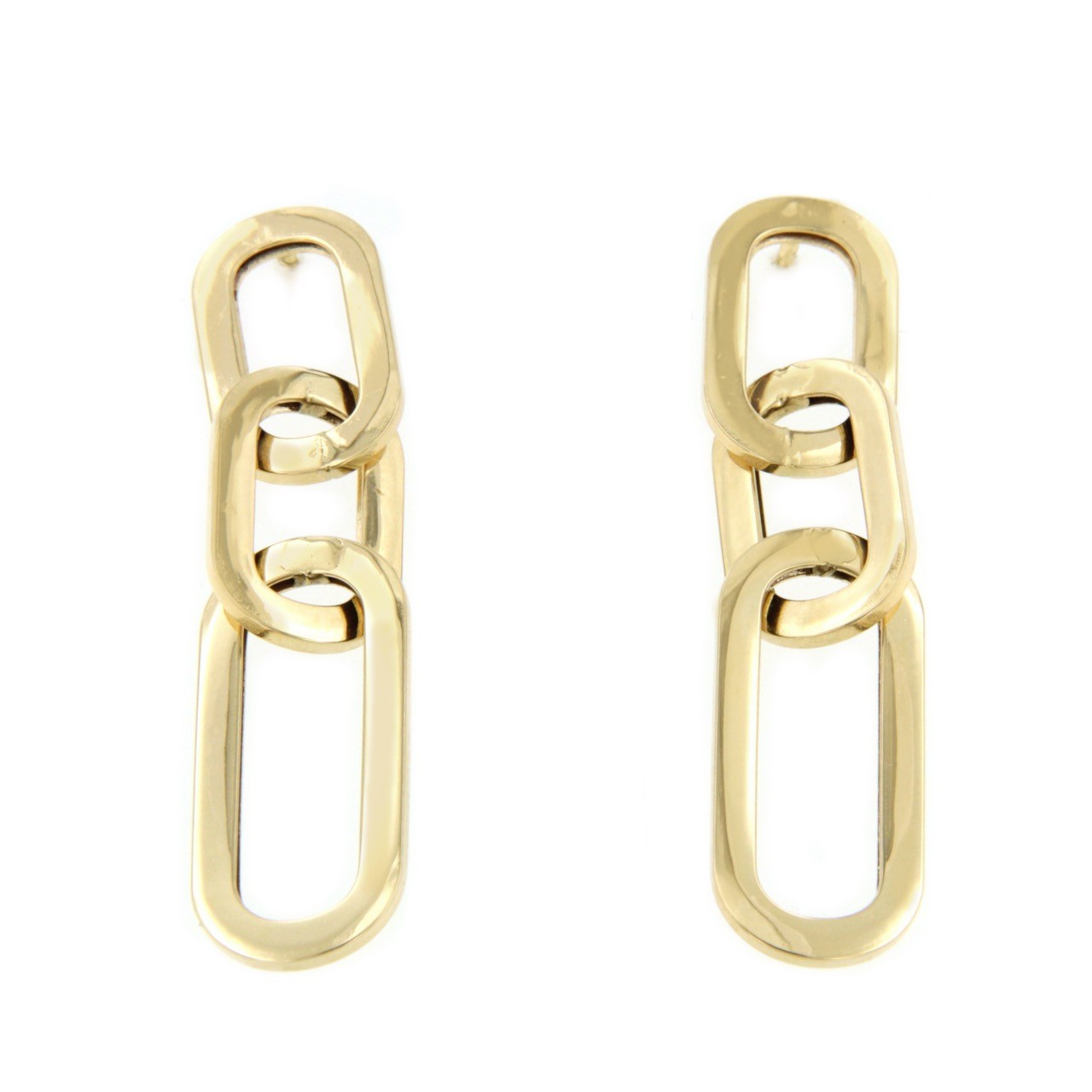 DRERI pendiente oro amarillo 18 ktes tres eslabones grandes