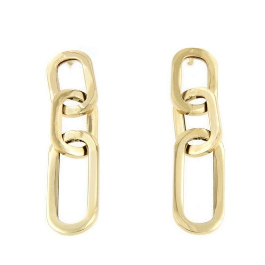 DRERI pendiente oro amarillo 18 ktes tres eslabones grandes