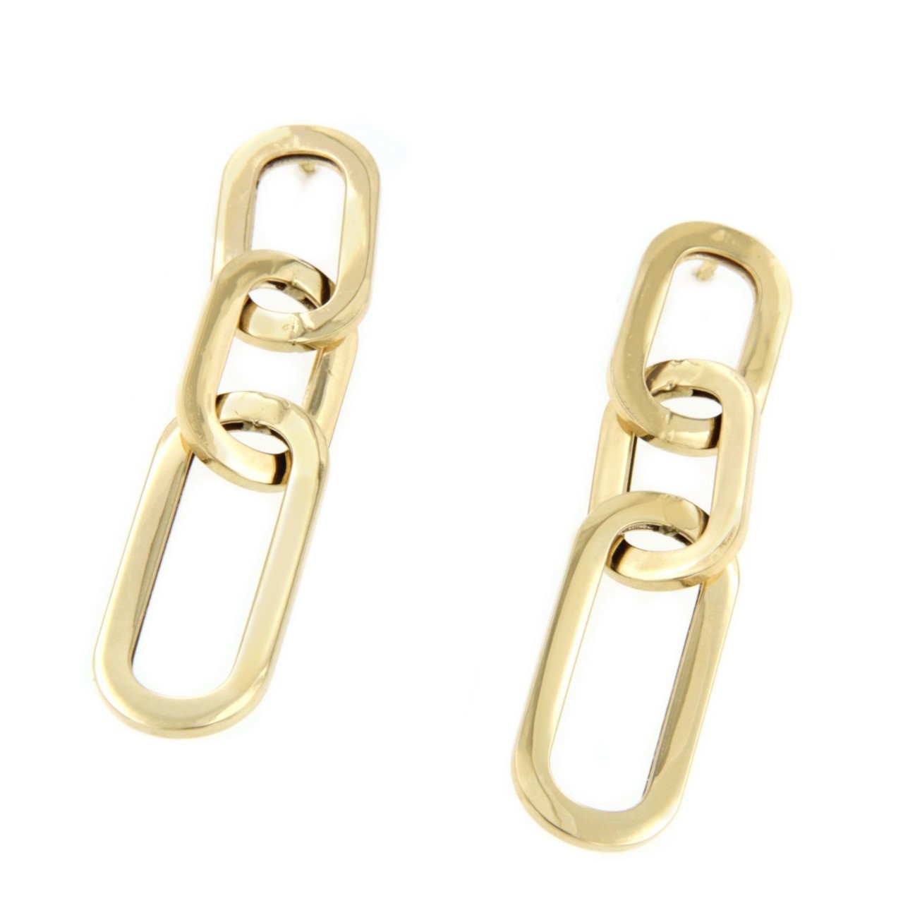 DRERI pendiente oro amarillo 18 ktes tres eslabones grandes