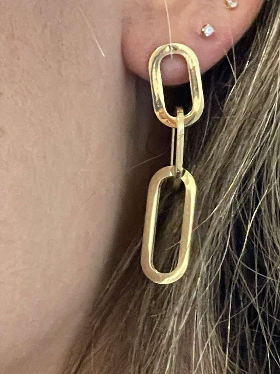 DRERI pendiente oro amarillo 18 ktes tres eslabones grandes