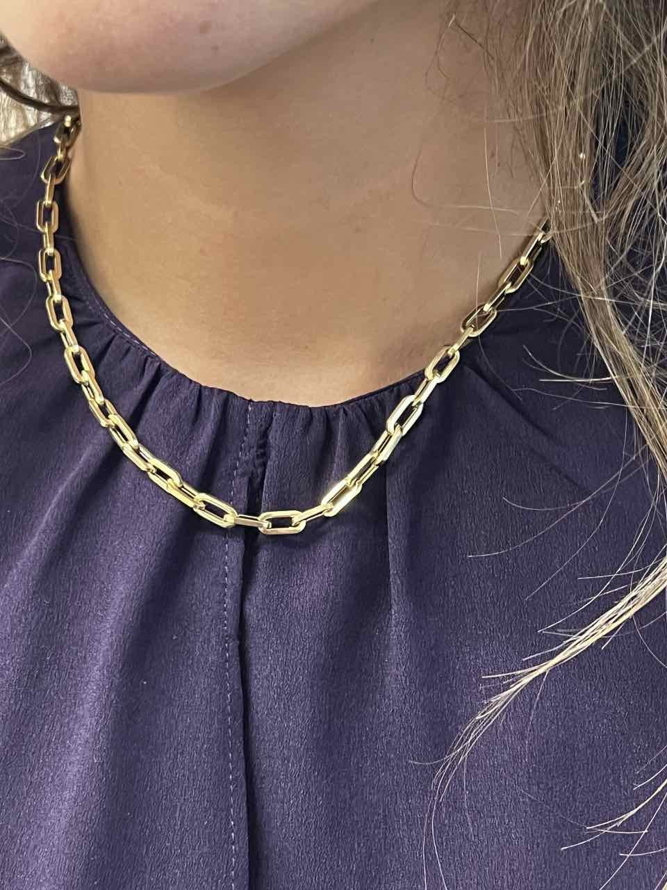 Gargantilla DREUX en oro amarillo de 18 ktes eslabones huecos - Roman Joyero