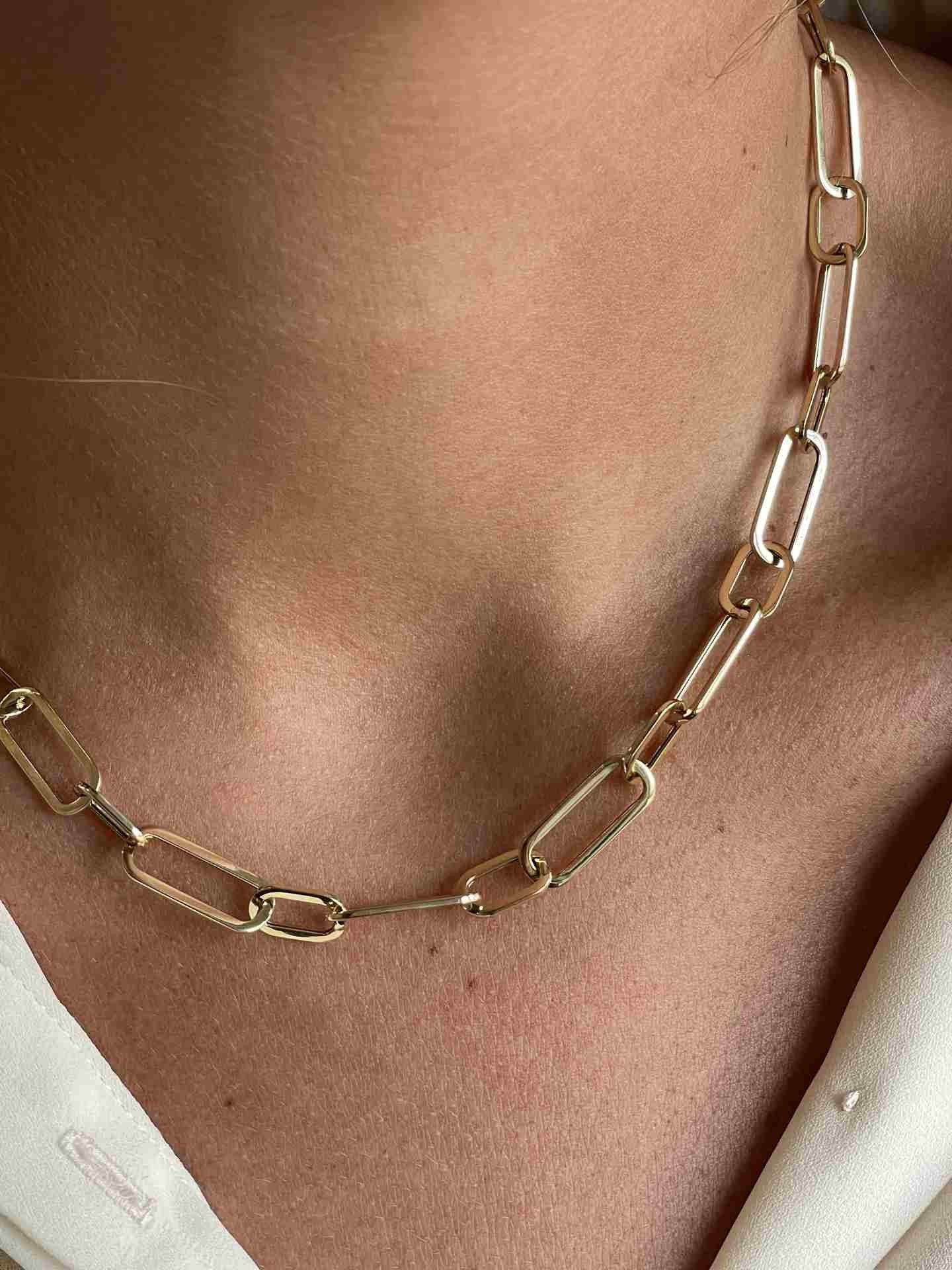 ALBA gargantilla eslabones ovalados en 2 tamaños oro amarillo 18 ktes