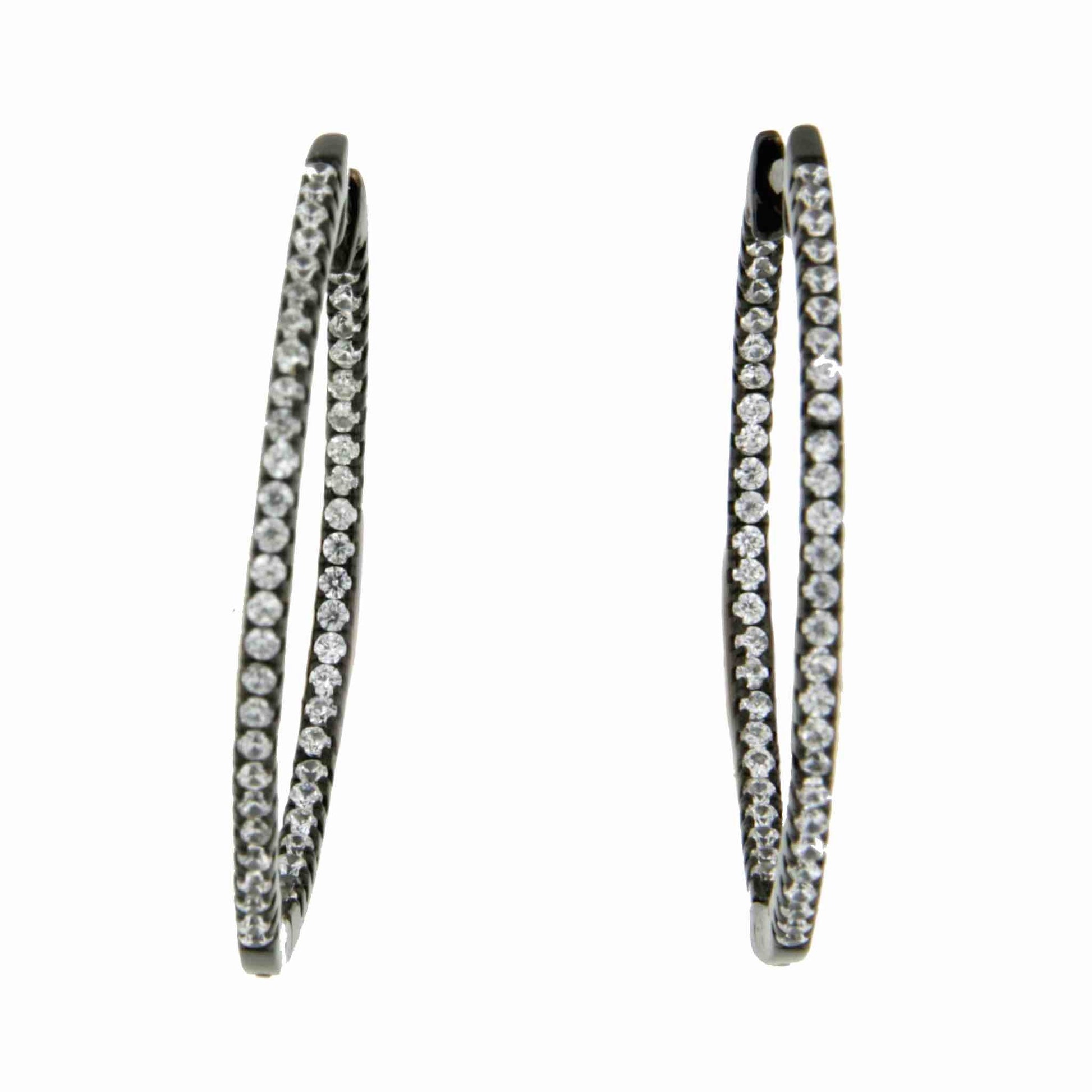 Argollas de plata con baño de oro o de rodio y circonitas