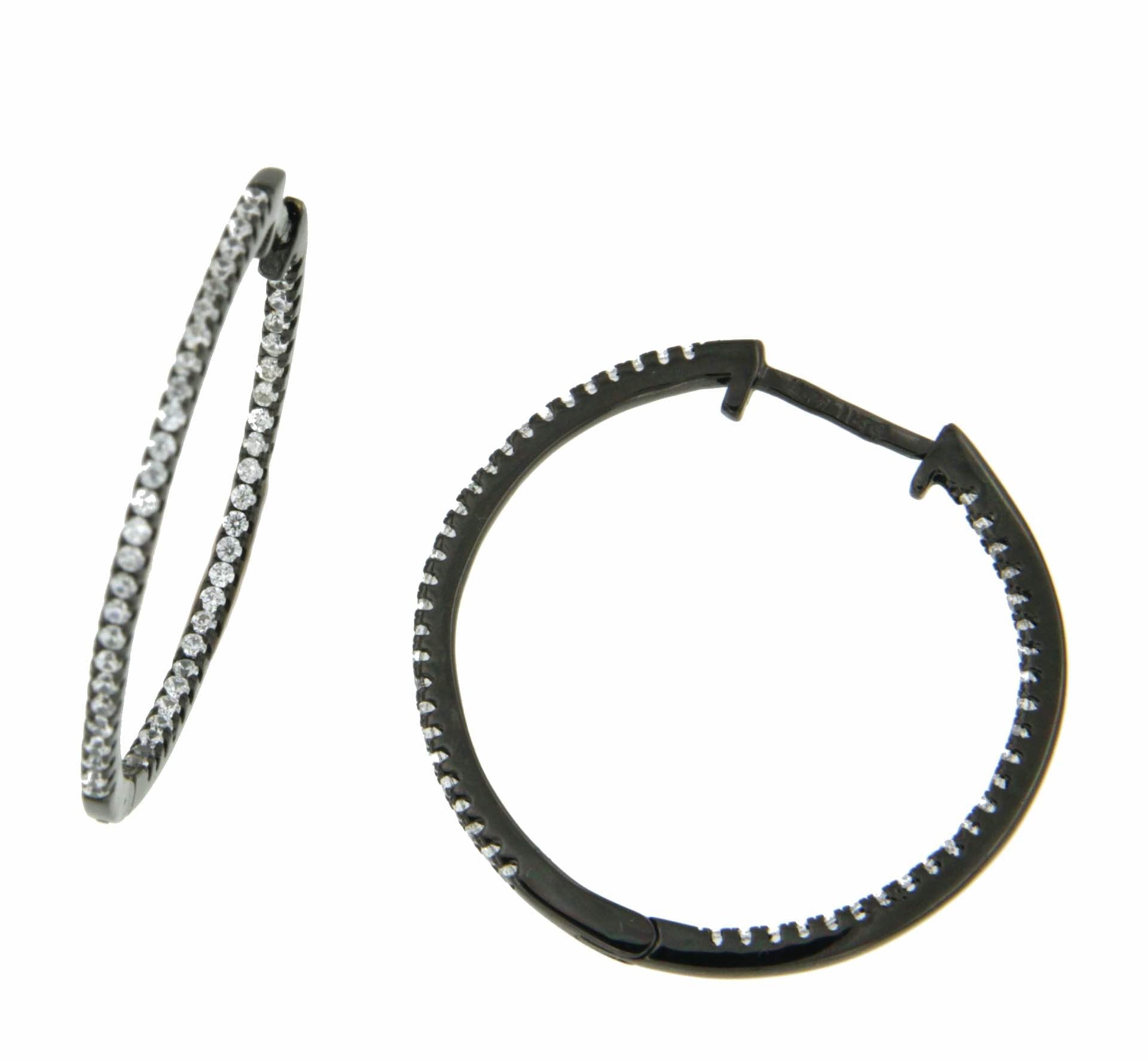 Argollas de plata con baño de oro o de rodio y circonitas