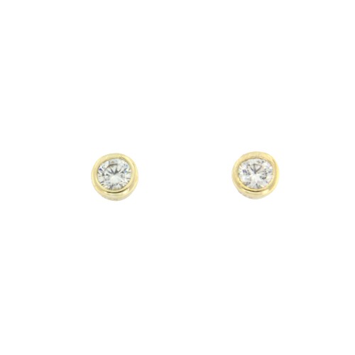 HEIWA, pendientes de plata dorada con circonita estilo chatón. - Roman Joyero
