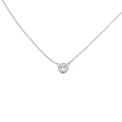 Collar de plata rodiada con chatón y circonita - Roman Joyero