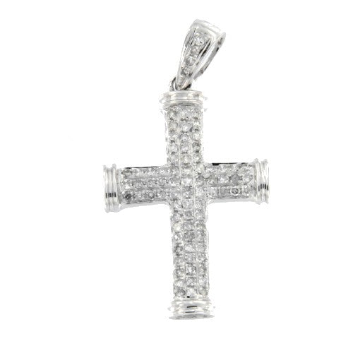 CASANOVA, colgante con forma de cruz de oro blanco con diamantes - Roman Joyero