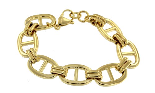 Pulsera de eslabones dorada con nudos de barco. - Roman Joyero