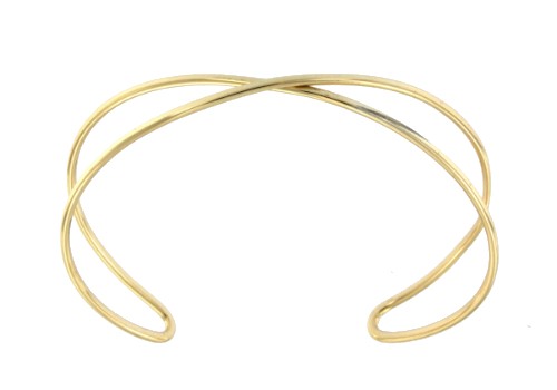 NATT, pulsera rígida de plata dorada semi cerrada. - Roman Joyero