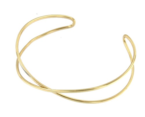 NATT, pulsera rígida de plata dorada semi cerrada. - Roman Joyero