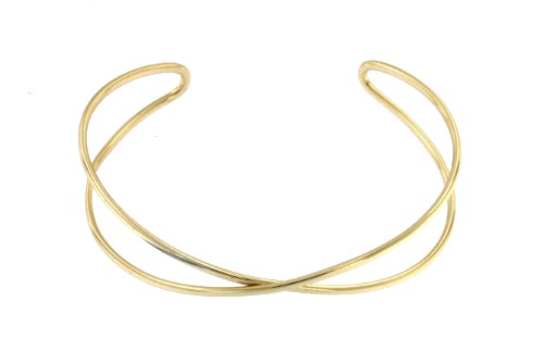 NATT, pulsera rígida de plata dorada semi cerrada. - Roman Joyero