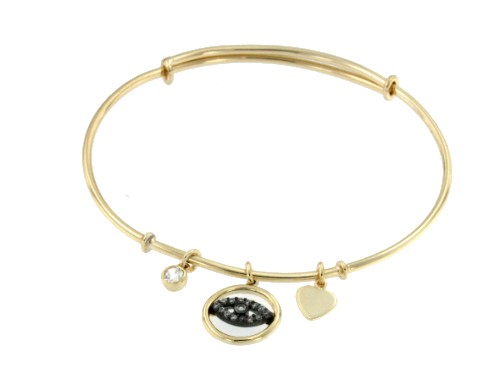 ALSHAM, pulsera rígida de plata dorada con adornos. - Roman Joyero