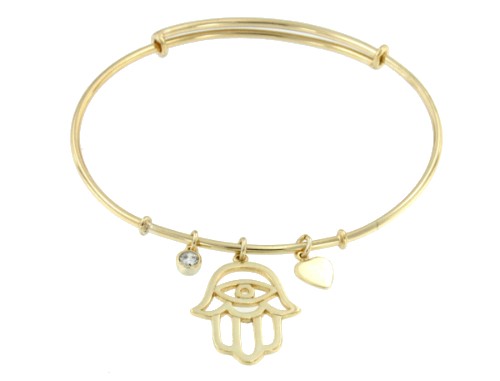 SOHAIL, pulsera rígida de plata dorada con adornos. - Roman Joyero